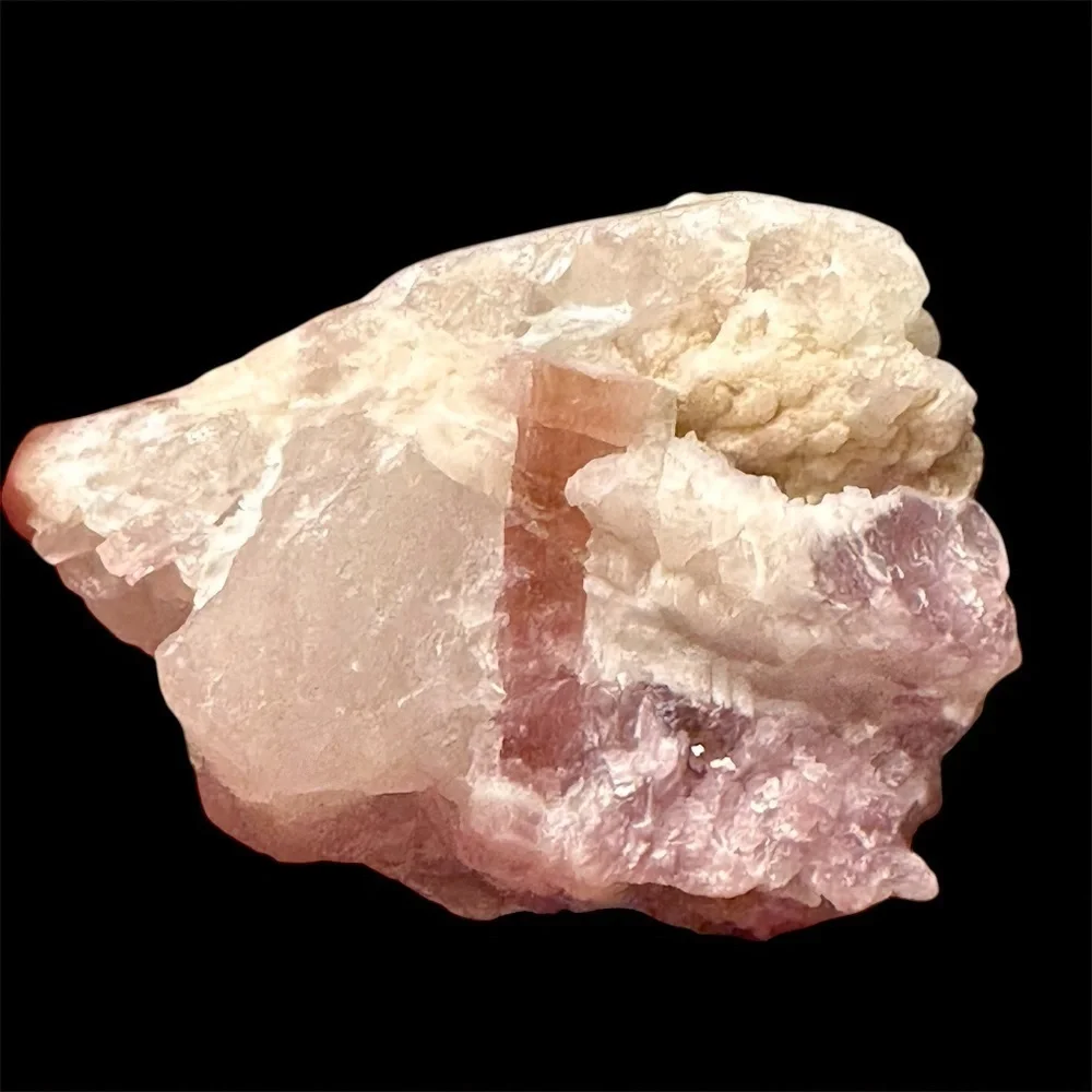 Pink Tourmaline Gem Lepidolite in Milky Quartz Feldspar Natural Crystal Matrix